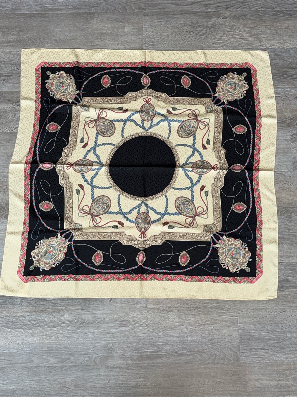 Vintage square scarf regal chic sophisticated Bridgerton family crest regency